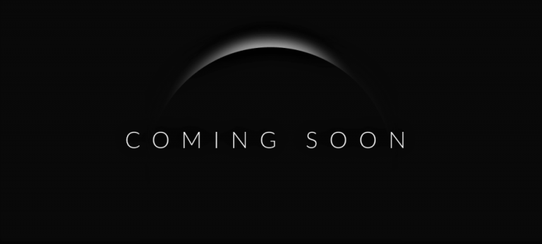 Black image with white moon reflection and the text "Coming Soon"