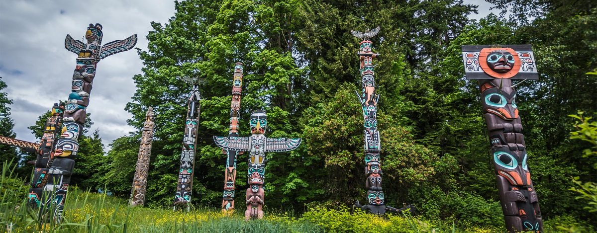 Totem poles in Stanley Park Vancouver, Canada
