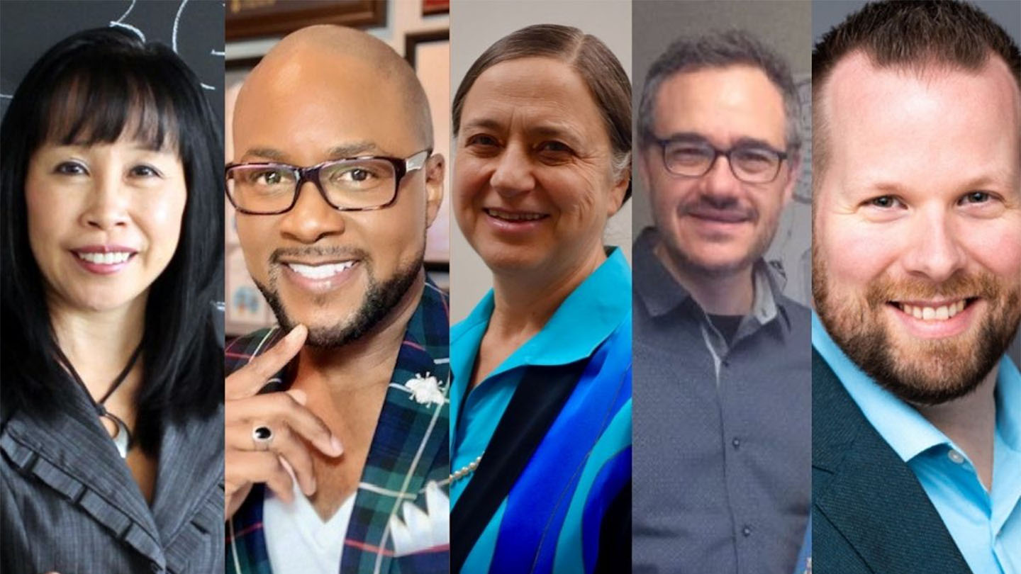 From the left: Professor Mary Reid, Dr. Andrew B.Campbell, Professor Judith Silver, Noah Lazar and Professor Rob Simon.