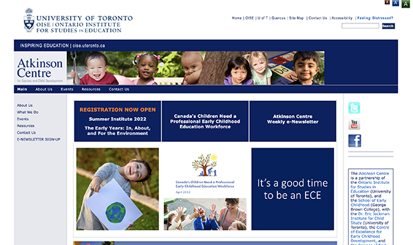 Atkinson Centre for Society and Child Development website screenshot