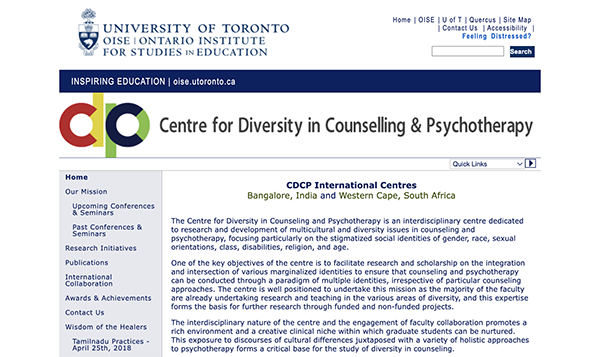 Centre for Diversity in Counselling and Psychotherapy website screenshot