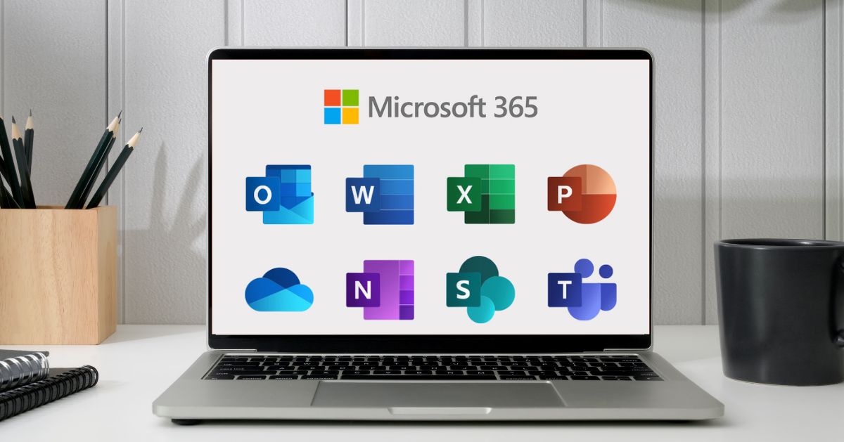 laptop computer with M365 icons on the screen
