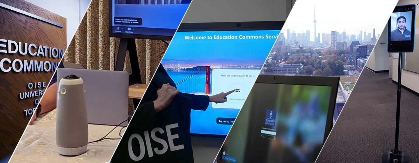 Education Commons sign, computers, and other featured technology