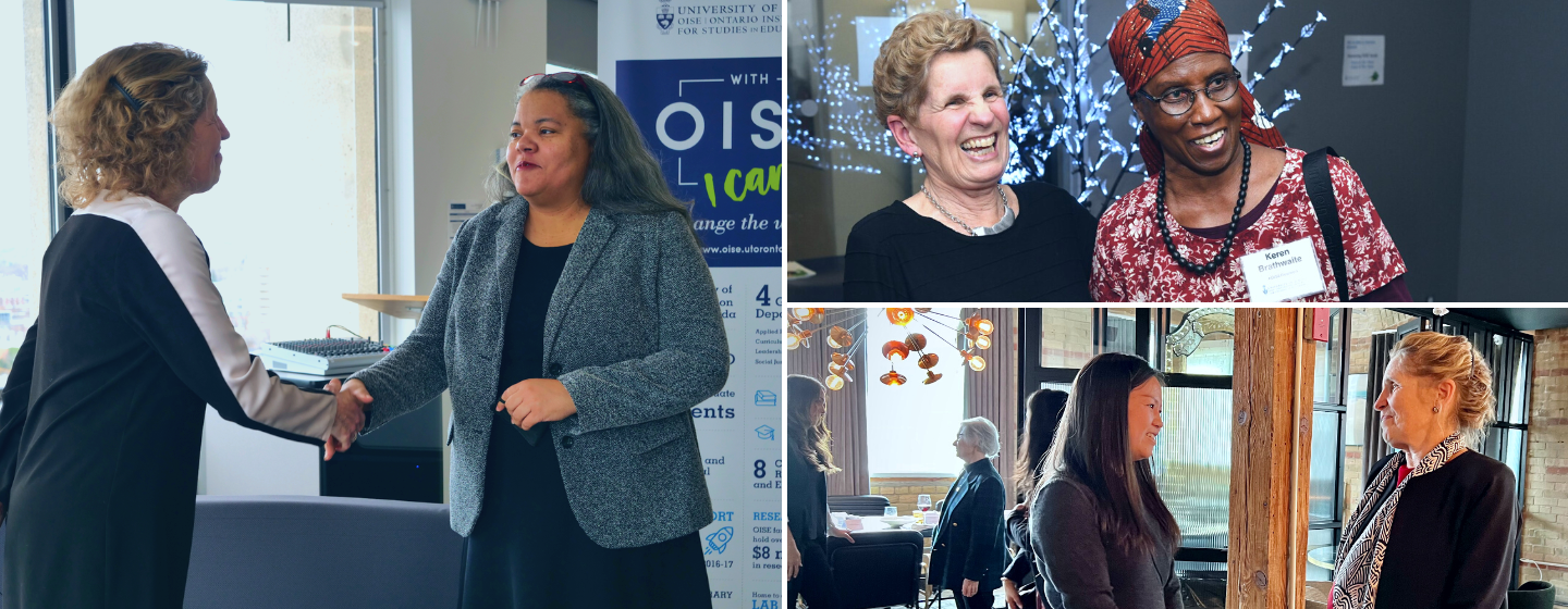 Photos of Kathleen Wynne with Dean Erica Walker and OISE alumni