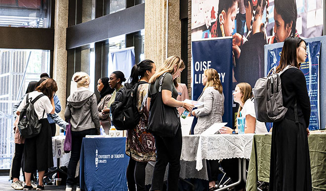 Students attending an OISE Orientation event.