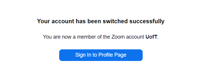 A screen capture showing a user is now on the U of T Zoom.