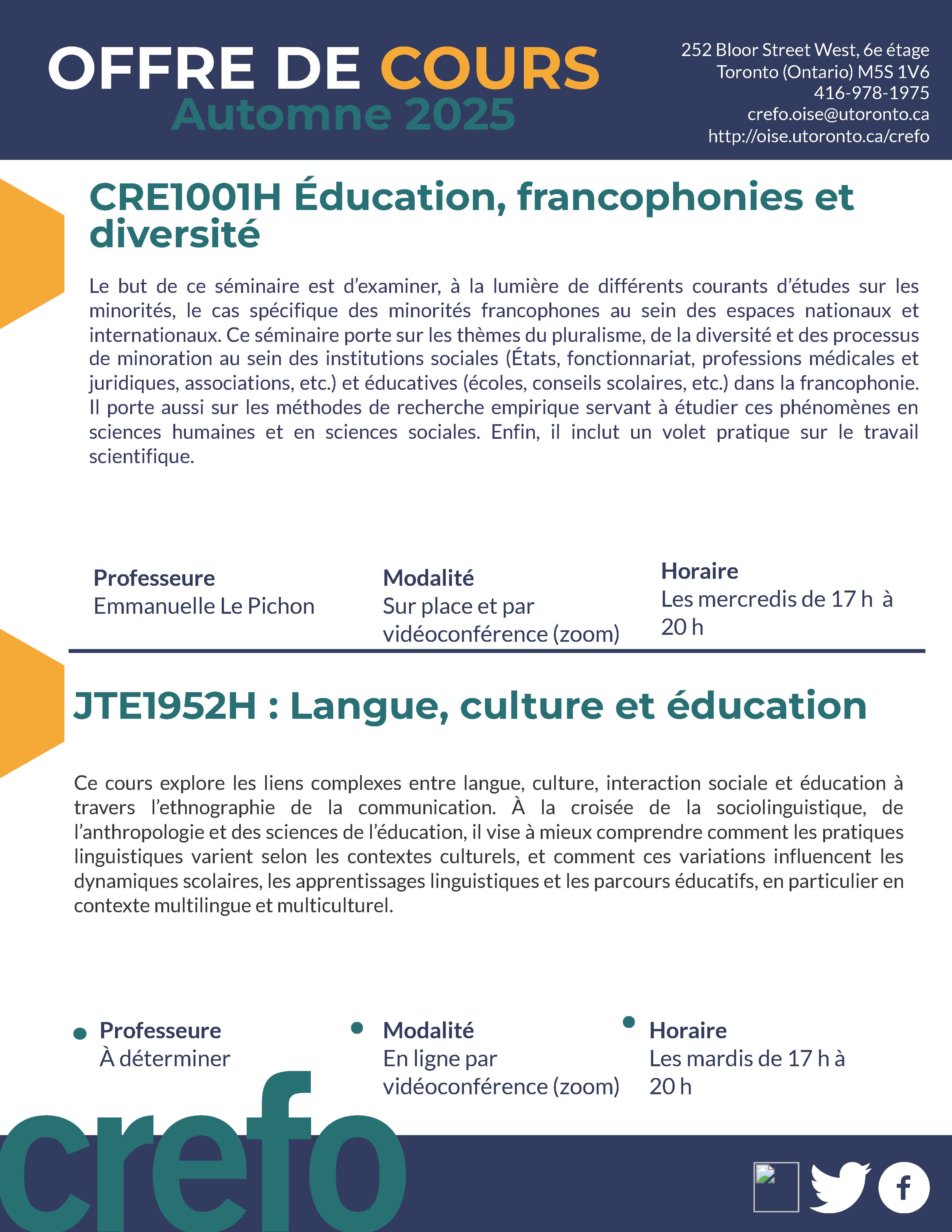 Cours du CREFO