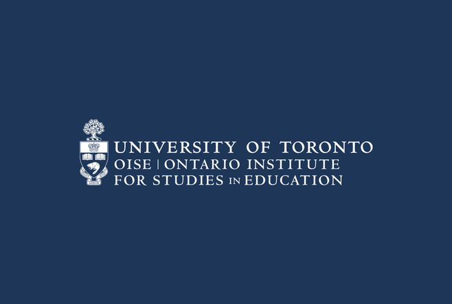 The Ontario Institute for Studies in Education trademark in white, on a University of Toronto blue background.