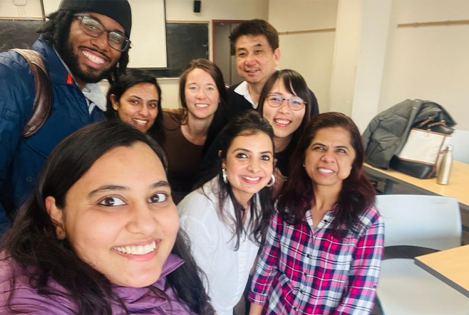 Aakriti and 7 of her friends on the last Day of Winter Session Classes 2023 at OISE