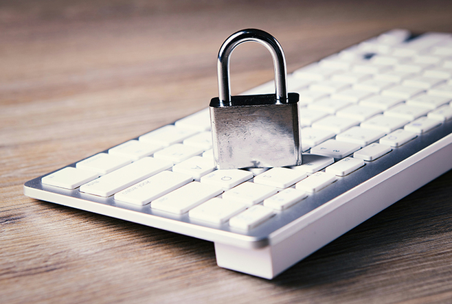 A closed lock on a keyboard.