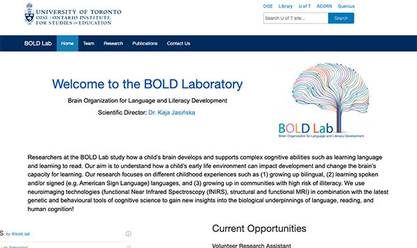 BOLD Lab website screenshot