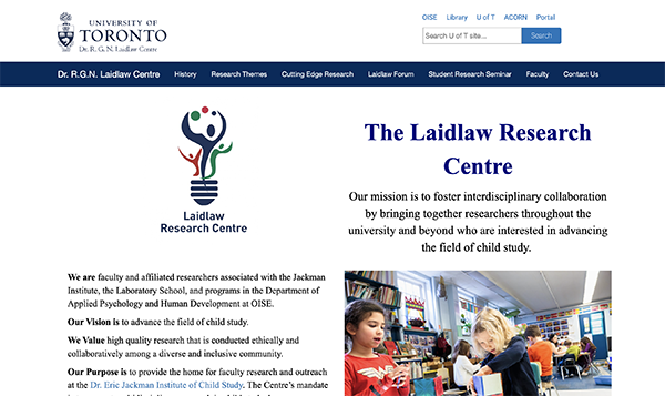 The Laidlaw Research Centre website screenshot