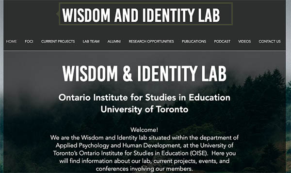Wisdom and Identity Lab website screenshot