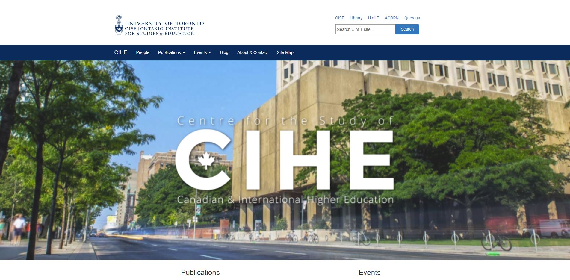 Website screenshot. Centre for the Study of Canadian and International Higher Education