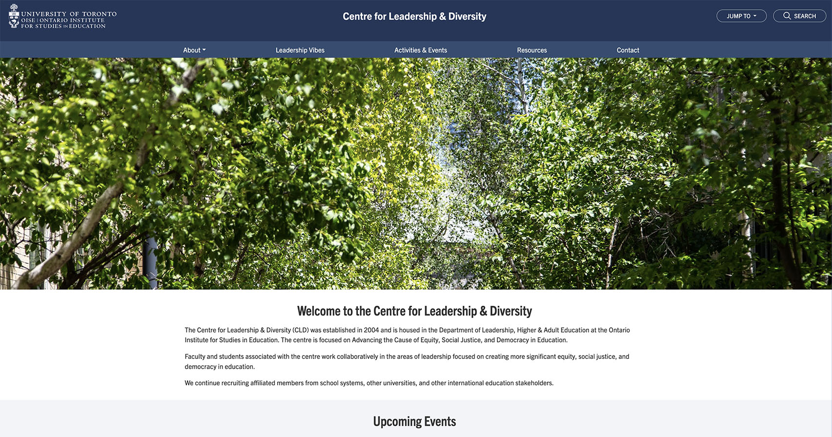 Screenshot of the Centre for Leadership & Diversity