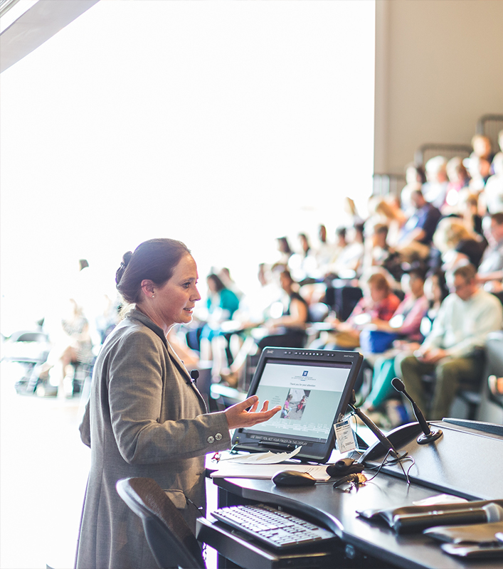 Tove Mogstad Slinde speaking at the 13th Annual Summer Institute on Early Childhood Development.