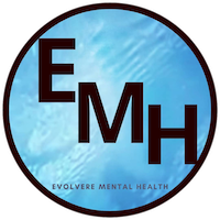 Blue Logo with letters EMH Evolvere mental health