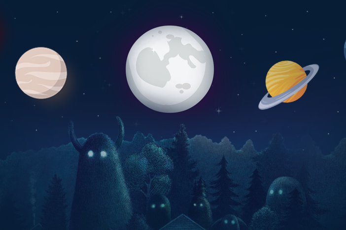 illustration of moon and planets