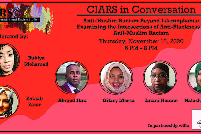 Event poster for "Anti-Muslim Racism Beyond Islamophobia: Examining the Intersections of Anti-Blackness and Anti-Muslim Racism".