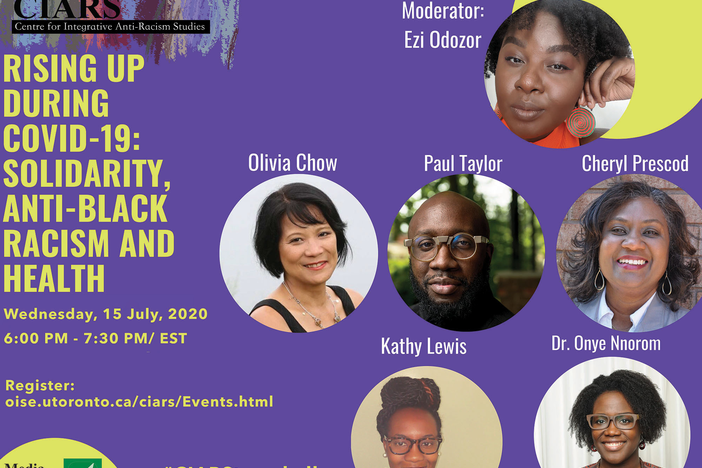 Event poster for "Rising up During Covid-19: Solidarity, Anti-Black Racism and Health"