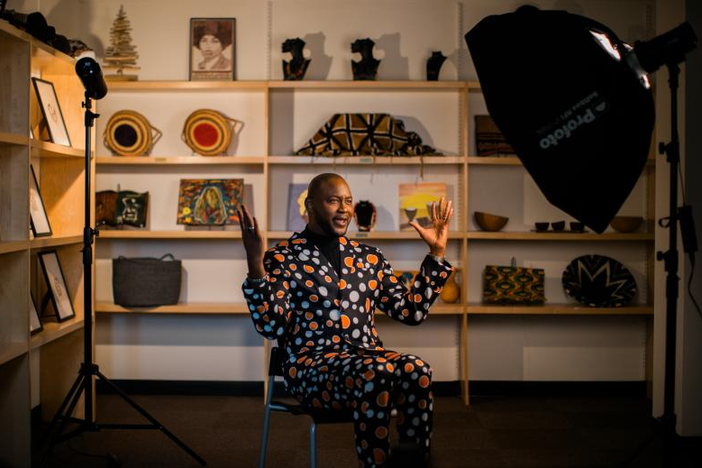 Dr. ABC being interviewed at the Centre for Black Studies in Education.