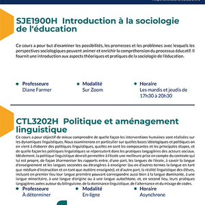 Cours printemps été 2023