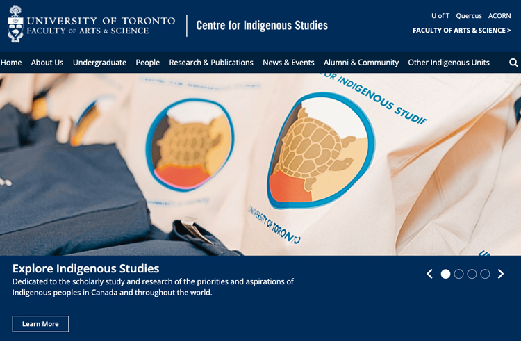 Screenshot of the Centre for Indigenous Studies website.