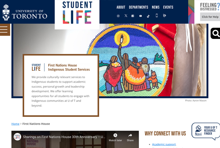 Screenshot of the First Nations House website.