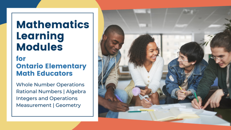 An image of people working with a title that reads, "Mathematics Learning Modules".