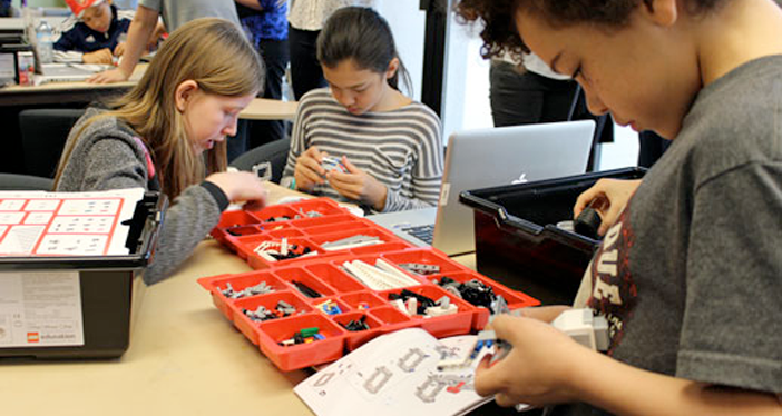 ICS students build their Lego Mindstorm robots
