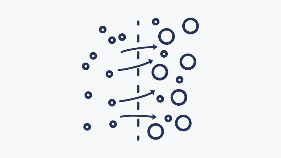 An icon illustrating osmosis.