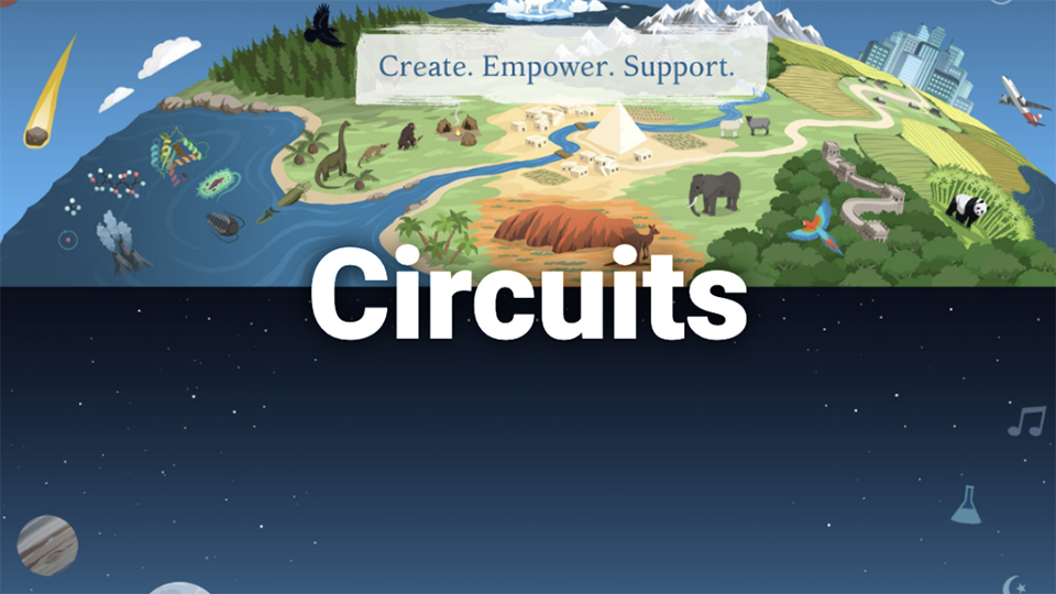 A title screen that reads, "Circuits".