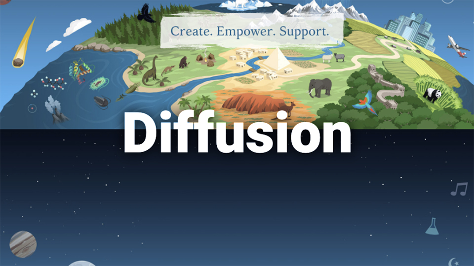 A title screen that reads, "Diffusion".