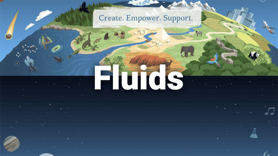 A screenshot of the Matter and Energy Fluids resource.