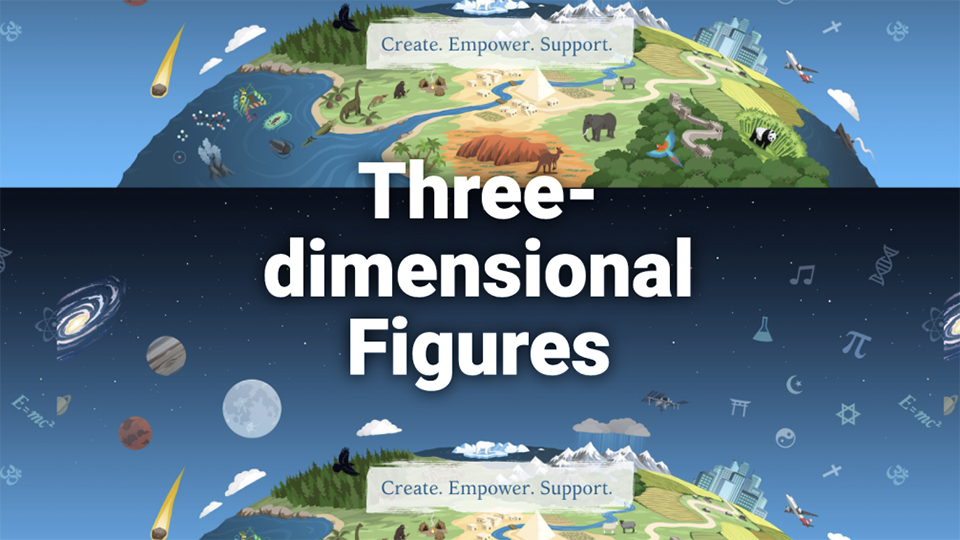 A title screen that reads, "Three-dimensional Figures".