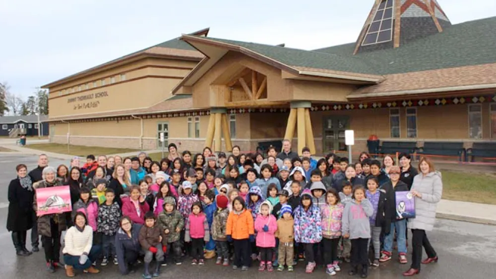 Johnny Therriault School teachers and students.