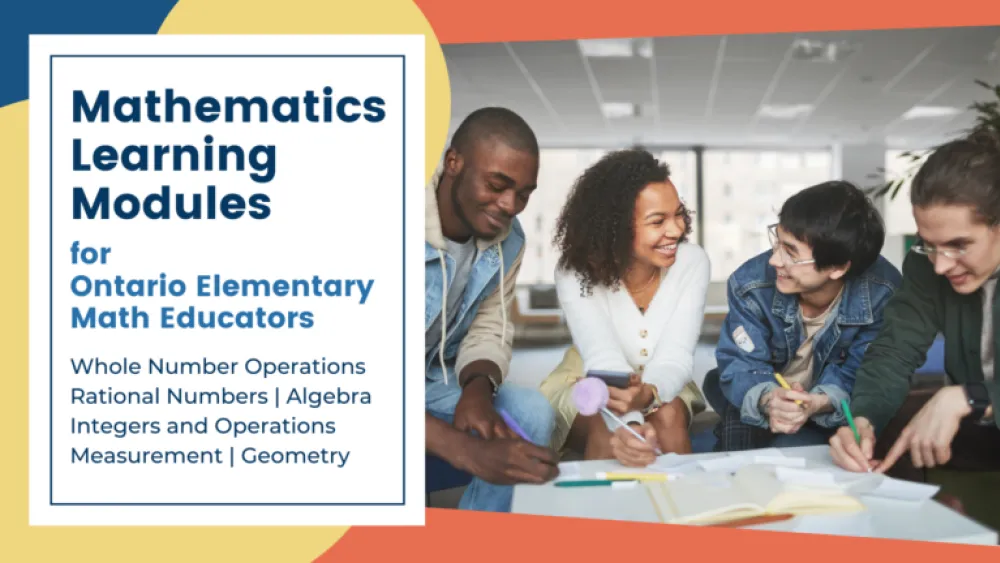 An image of people working with a title that reads, "Mathematics Learning Modules".