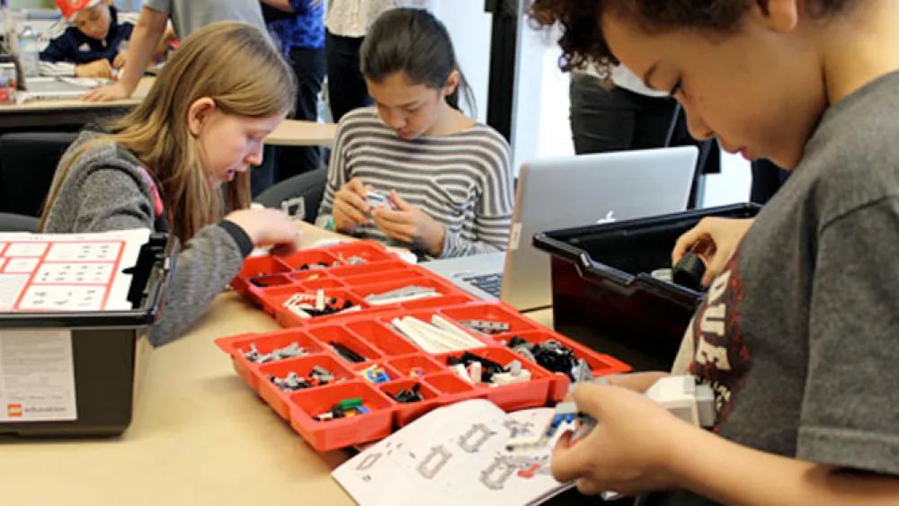 ICS students build their Lego Mindstorm robots