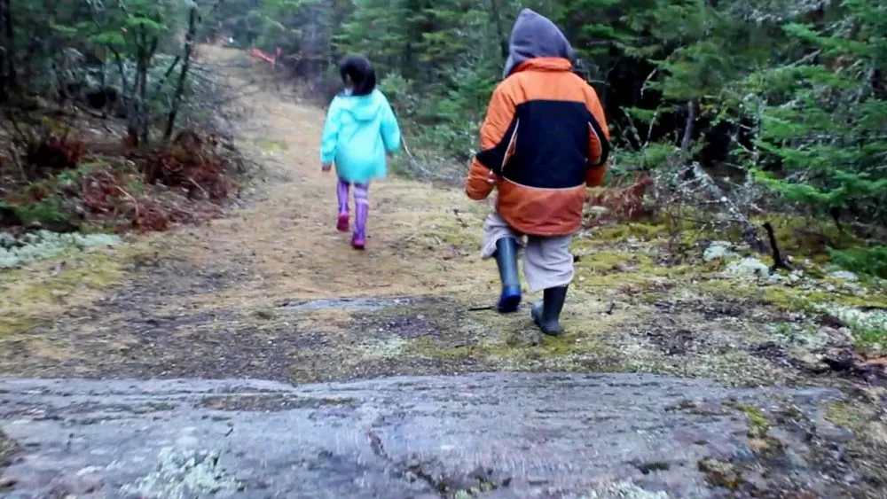 Kids walking down the hill