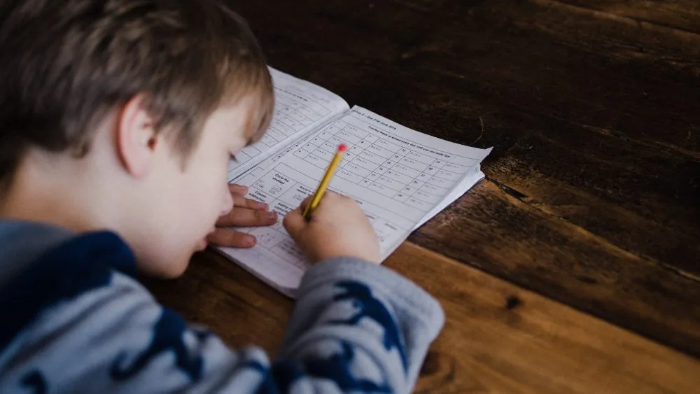 A child studying.
