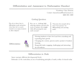 Differentiation and Assessment in Mathematics: Handout