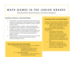 Math Games in the Junior Grades