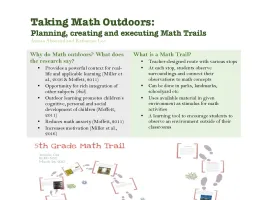 Taking Math Outdoors: Planning, creating and executing Math Trails