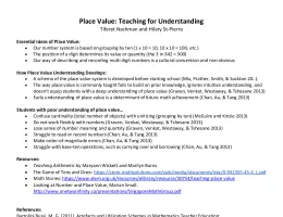 Place Value: Teaching for Understanding