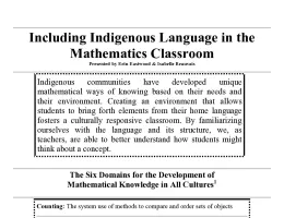 Including Indigenous Language in the Mathematics Classroom