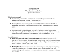 Math Anxiety: What Educators need to know