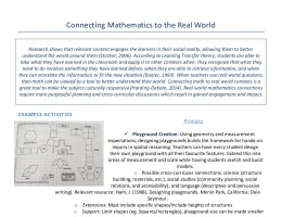 Connecting Mathematics to the Real World