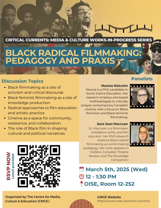 An event poster for the event, "Black Radical Filmmaking: Pedagogy and Praxis".
