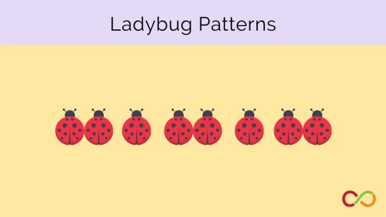 A pattern of illustrated ladybugs with a title at the top that reads, "Ladybug Patterns".