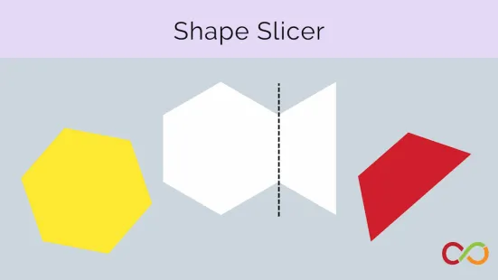Shapes on a page with a title that reads, "Shape Slicer".